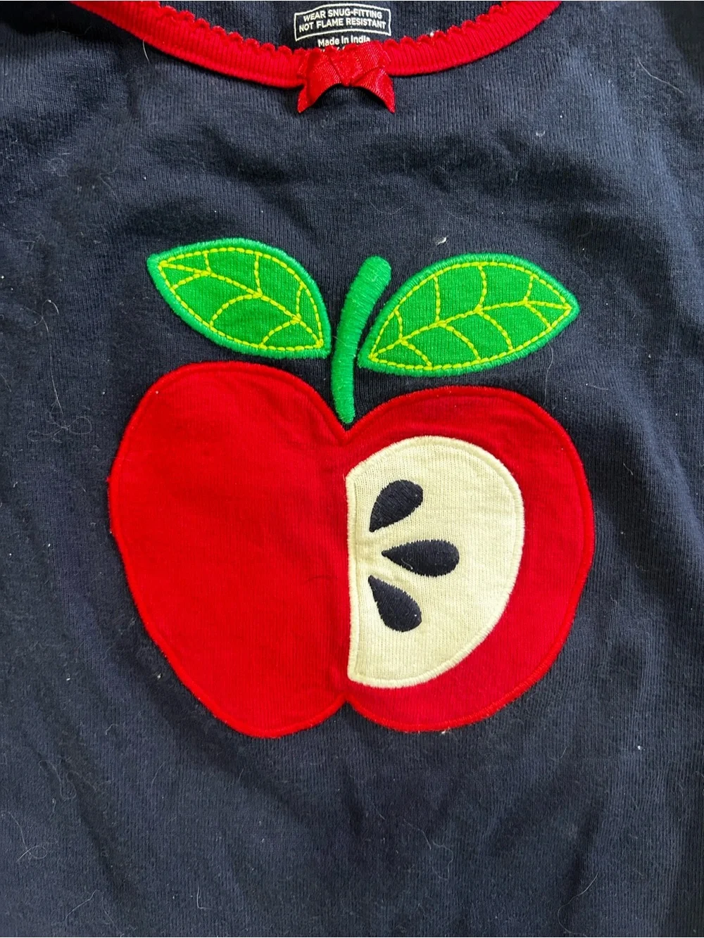Gymboree Navy Long-Sleeve Top with Red Apple Applique
